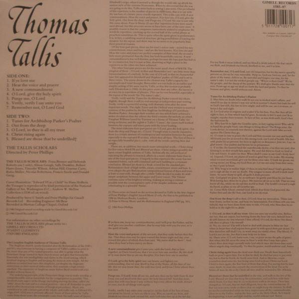 Thomas Tallis The Tallis Scholars Directed By Peter Phillips