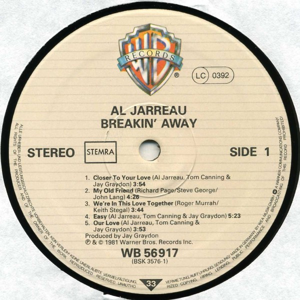 Al Jarreau Breakin Away LP Album Akerrecords Nl