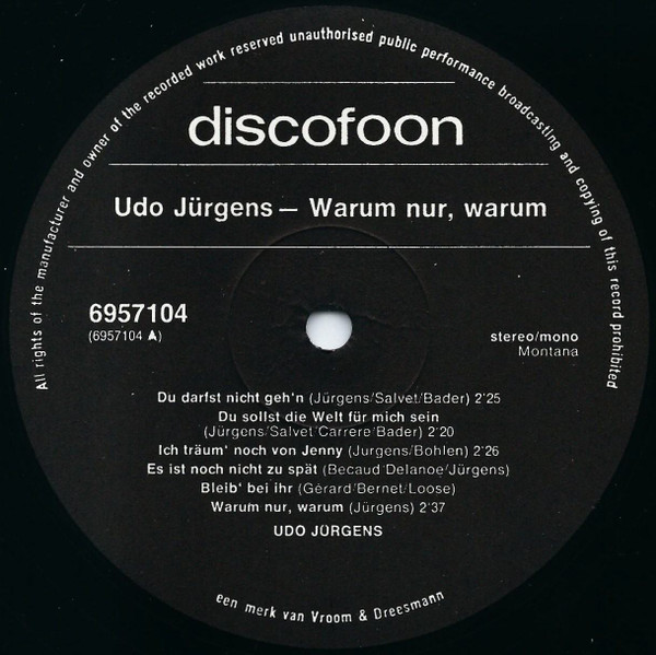 Udo J Rgens Warum Nur Warum Lp Comp Akerrecords Nl