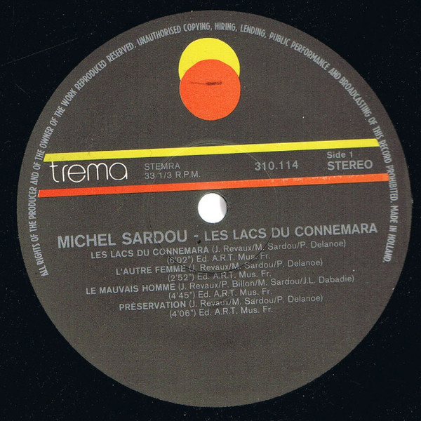 Michel Sardou Les Lacs Du Connemara Lp Album Akerrecords Nl