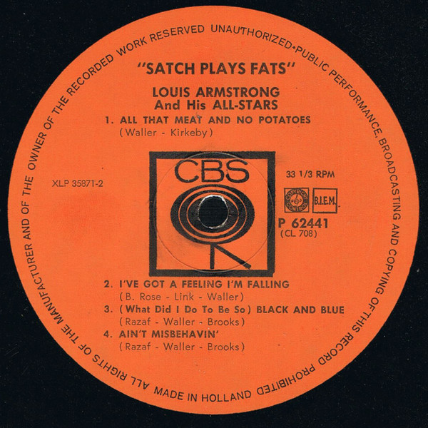 Louis Armstrong And His AllStars Satch Plays Fats A Tribute To The