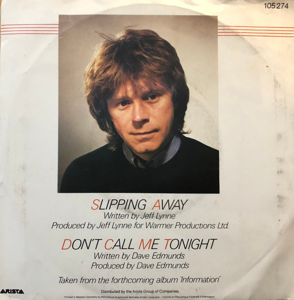 Dave Edmunds Slipping Away (7″, Single) akerrecords.nl