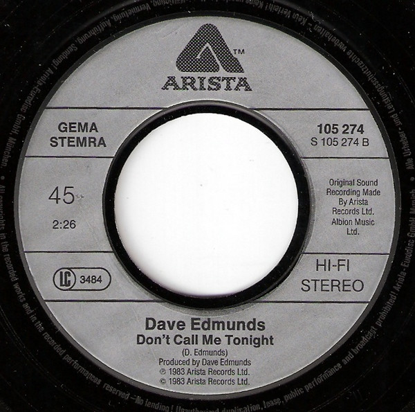 Dave Edmunds Slipping Away (7″, Single) akerrecords.nl