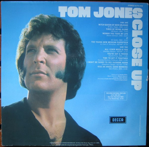 Tom Jones Close Up (LP, Album) akerrecords.nl