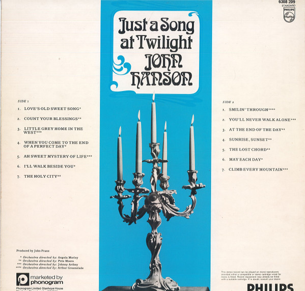 John Hanson (3) Just A Song At Twilight (LP) akerrecords.nl