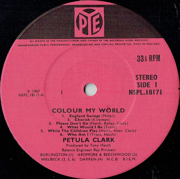 Petula Clark – Colour My World (LP, Album) – akerrecords.nl