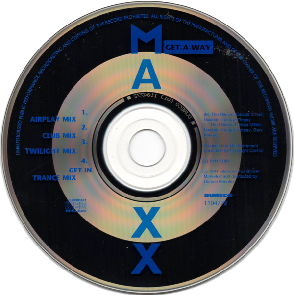 Maxx – Get-A-Way (CD, Maxi) – akerrecords.nl