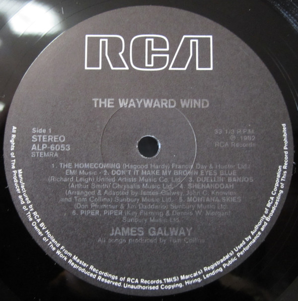 James Galway The Wayward Wind (LP, Album) akerrecords.nl