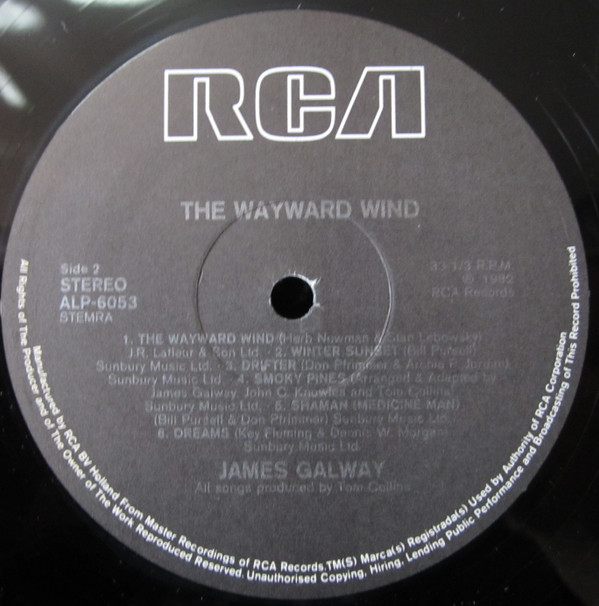 James Galway The Wayward Wind (LP, Album) akerrecords.nl