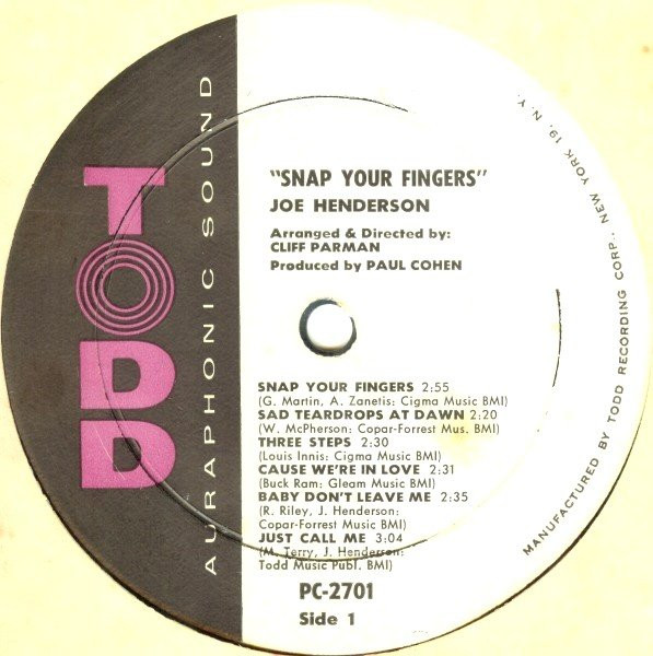 Joe Henderson (2) Snap Your Fingers (LP, Mono) akerrecords.nl
