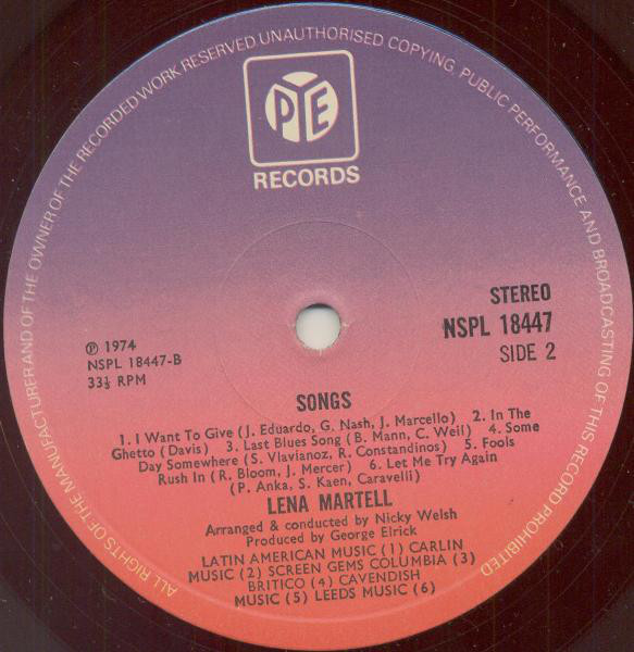 Lena Martell Lena Martell Songs (LP) akerrecords.nl