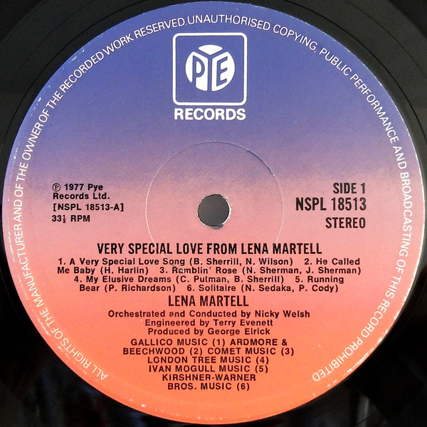 Lena Martell From Lena Martell With Very Special Love (LP, Album