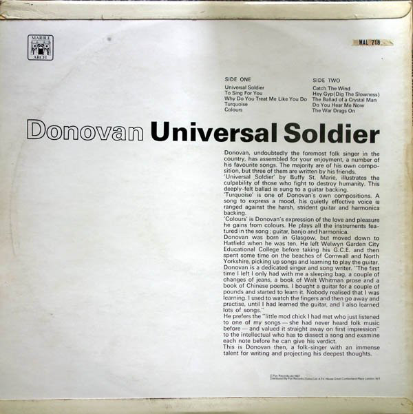 Donovan Universal Soldier (LP, Comp, Mono) akerrecords.nl