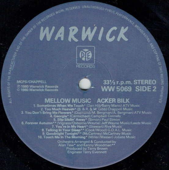 Acker Bilk His And Strings Mellow Music 20 All Time Greats