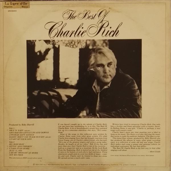 Charlie Rich The Best Of Charlie Rich Lp Comp Akerrecordsnl 