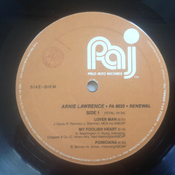 Arnie Lawrence Renewal (LP, Album) akerrecords.nl
