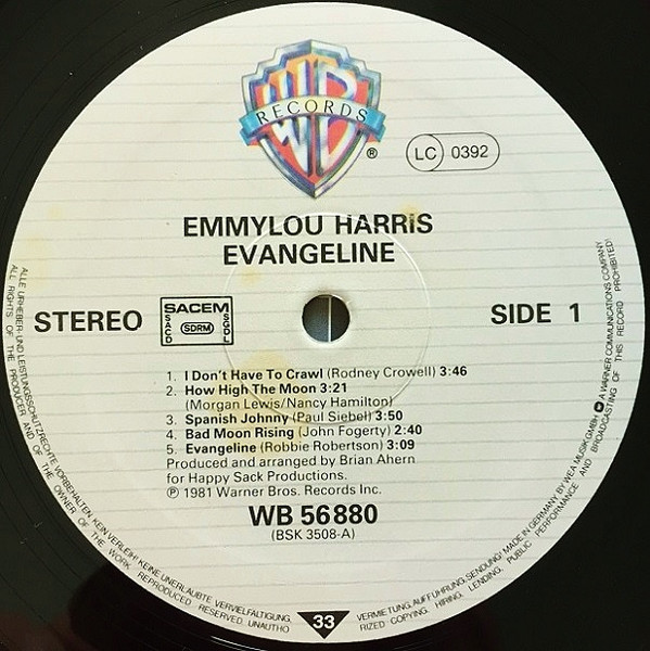 Emmylou Harris – Evangeline (LP, Album, RE) – akerrecords.nl