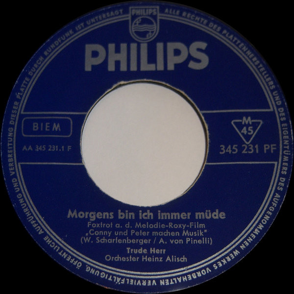 Trude Herr – Morgens Bin Ich Immer Müde (7″, Single, Mono) – akerrecords.nl