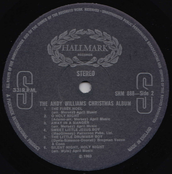 Andy Williams – The Andy Williams Christmas Album (LP, Album, RE ...