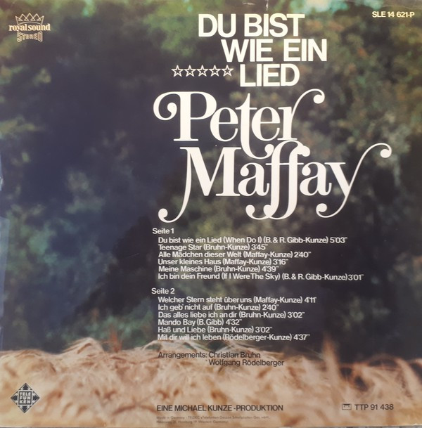 Peter Maffay – Du Bist Wie Ein Lied (LP) – akerrecords.nl