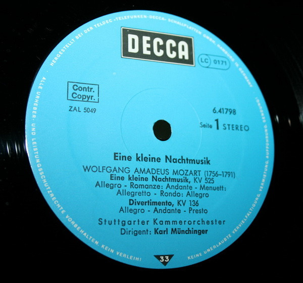 Karl Münchinger Mit Dem Stuttgarter Kammerorchester Mozart Eine
