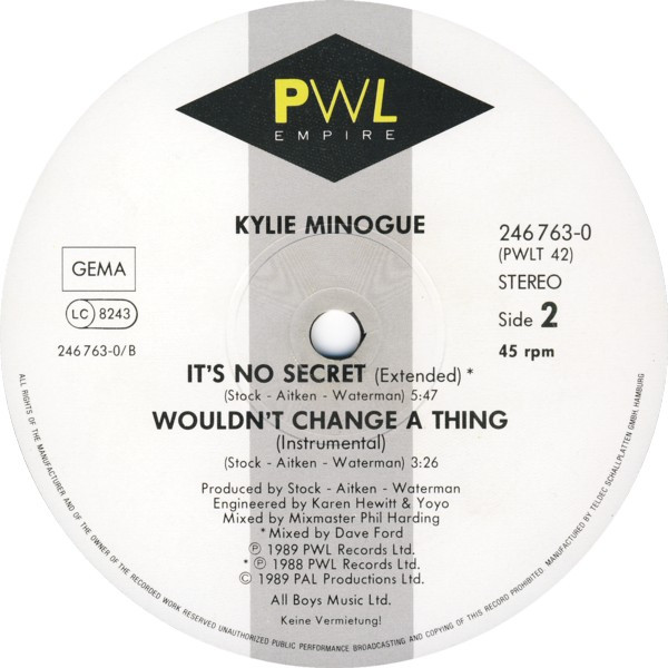 Kylie Minogue Wouldnt Change A Thing 12″ Maxi Akerrecordsnl