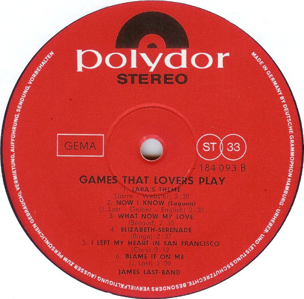 The James Last Band Games That Lovers Play (LP, Album) akerrecords.nl