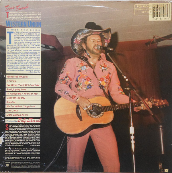 David Allan Coe Tennessee Whiskey Lp Cx Akerrecordsnl