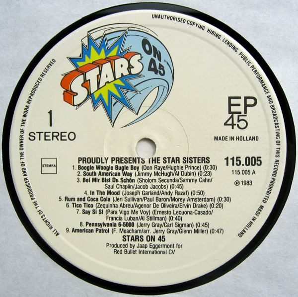 Stars On 45 – Proudly Presents The Star Sisters (12″, EP, Single ...