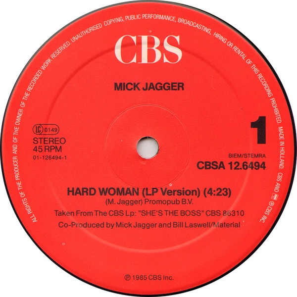 Mick Jagger Hard Woman (12″, Maxi) akerrecords.nl