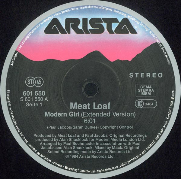 Meat Loaf Modern Girl (12″, Maxi, Gat) akerrecords.nl