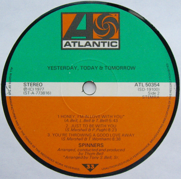 Spinners Yesterday, Today & Tomorrow (LP, Album) akerrecords.nl
