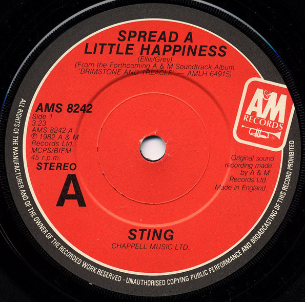 Sting Spread A Little Happiness (7″, Single) akerrecords.nl