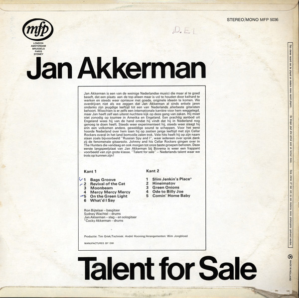 Jan Akkerman Talent For Sale Lp Album Re Akerrecordsnl 7540