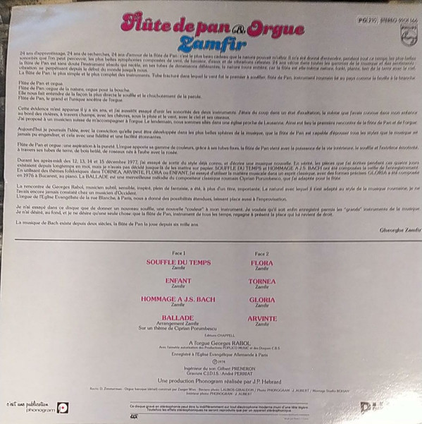Zamfir* Flûte De Pan & Orgue (LP, Album) akerrecords.nl