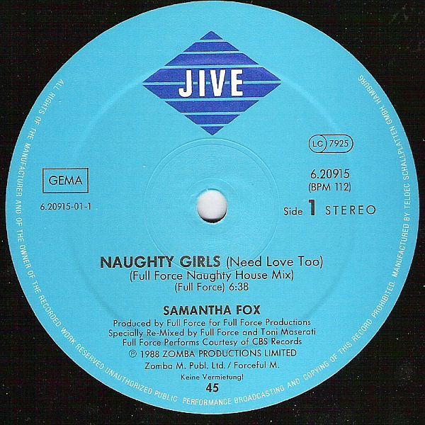 Samantha Fox Naughty Girls Need Love Too 12″ Maxi Akerrecords Nl