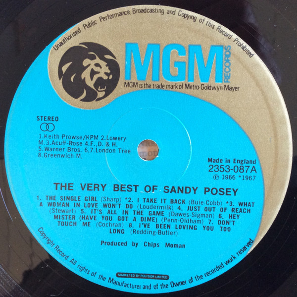 Sandy Posey The Very Best Of Sandy Posey Lp Comp Akerrecords Nl