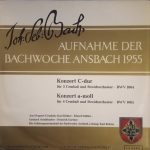 Joh:Seb:Bach* - Karl Richter • Eduard Müller • Gerhard Aeschbacher • Heinrich Gurtner • Die Solistengemeinschaft Der Bachwoche Ansbach* Leitung: Karl Richter - Aufnahme Der Bachwoche 1955 - Konzert C-Dur / Konzert A-Moll (10", Mono)