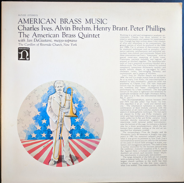 Charles Ives, Alvin Brehm, Henry Brant, Peter Phillips - The American Brass Quintet* With Jan DeGaetani - American Brass Music (LP, RE)