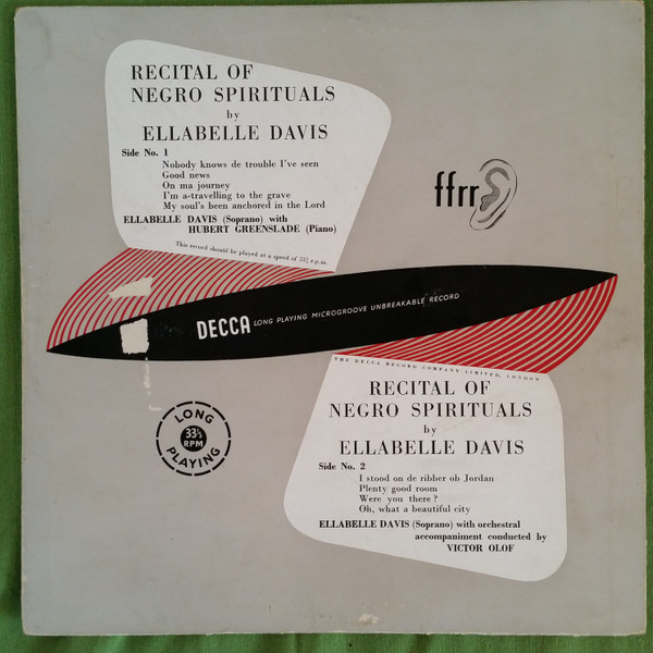 Ellabelle Davis - Recital Of Negro Spirituals (10", Album, Mono)