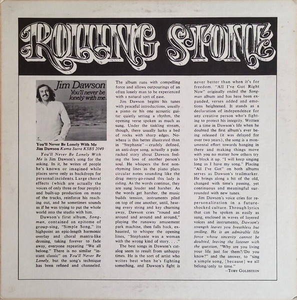 Jim Dawson (2) - You'll Never Be Lonely With Me (LP, Album, Promo)