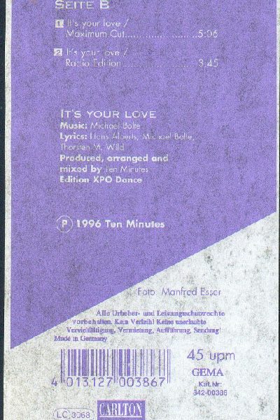 Ten Minutes - It's Your Love (12", W/Lbl)
