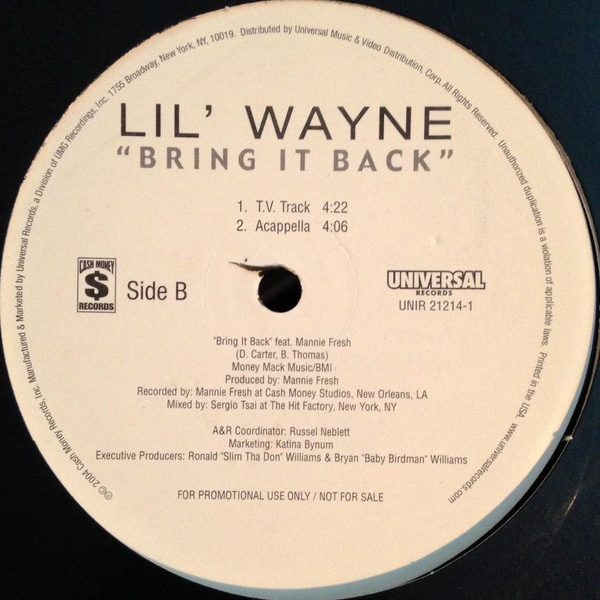 Lil Wayne - Bring It Back (12", Promo)