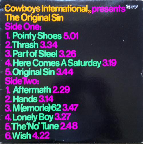 Cowboys International ®* - The Original Sin (LP, Album, Sta)