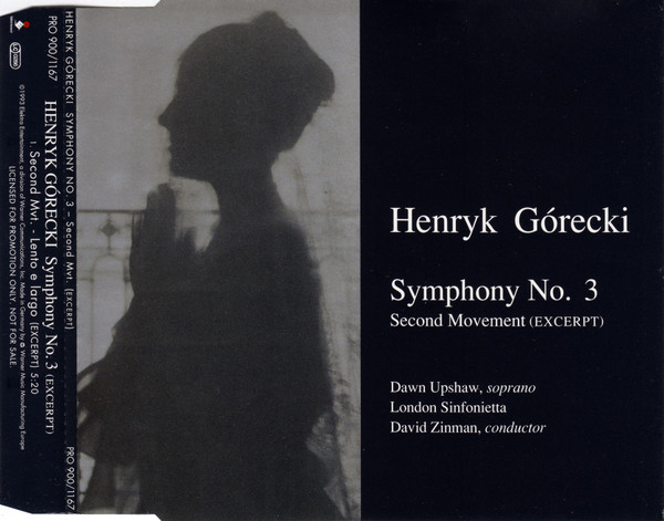 Henryk Górecki, Dawn Upshaw, London Sinfonietta, David Zinman - Symphony No.3 (CD, Single, Promo, J-c)