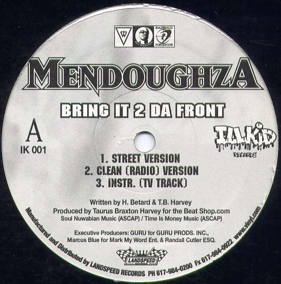 Mendoughza - Bring It 2 Da Front / Club Banga (12")