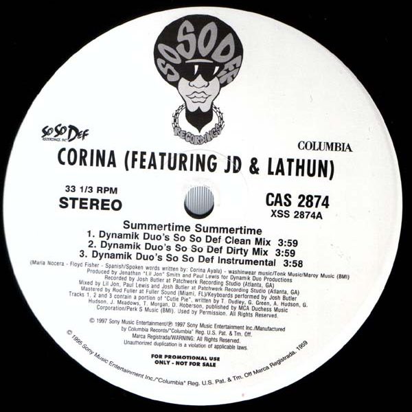 Corina Featuring JD* & Lathun & Big Ace - Summertime Summertime (12", Promo)