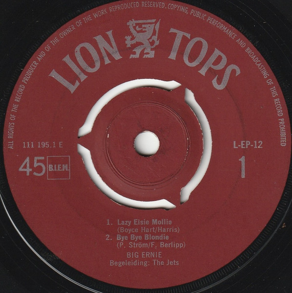 Big Ernie, The Pearl Sisters - Lazy Elsie Molly - Bye Bye Blondie / Nobody I Know - Music Music Music  (7", EP, Mono)
