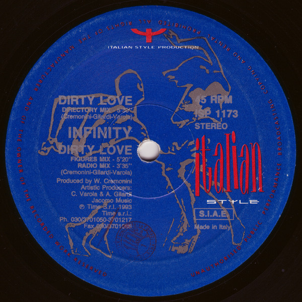 Infinity (4) - Dirty Love (12", Blu)