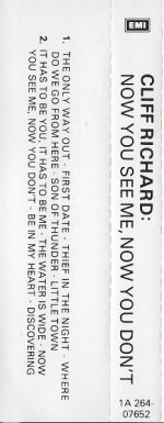 Cliff Richard - Now You See Me, Now You Don't (Cass, Album) - Afbeelding 2
